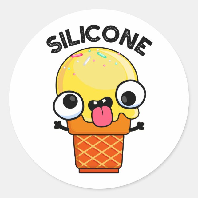 Pegatina Redonda Silicone Funny Ice Cream Cone Pun (Anverso)