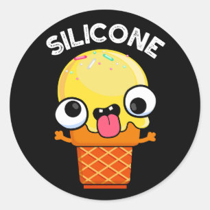Pegatina Redonda Silicone Funny Ice Cream Cone Pun Dark BG