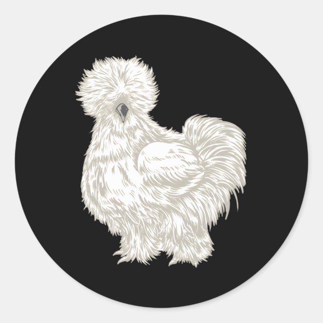 Pegatina Redonda Silkie Chicken (Anverso)
