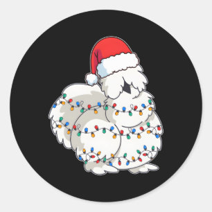 Pegatina Redonda Silkie Silky Chicken