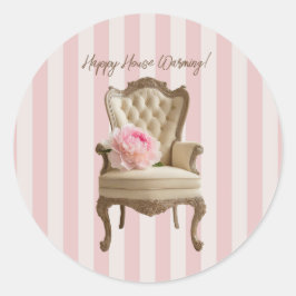 Pegatina Redonda silla de ala Reina Ana Pink Peony