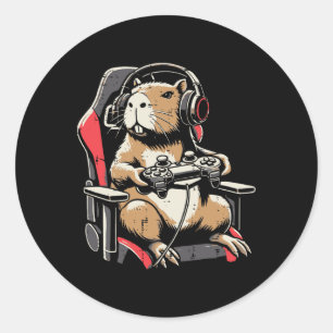 Pegatina Redonda Silla de juego Capyra Auriculares Gamer Capy Hombr