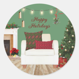 Pegatina Redonda Sillón de confort y alegría