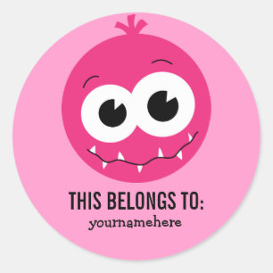 Pegatina Redonda Silly Cute Monster ESTO PERTENECE A Pegatinas