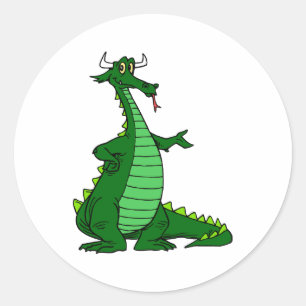 Pegatina Redonda Silly Dragon Green
