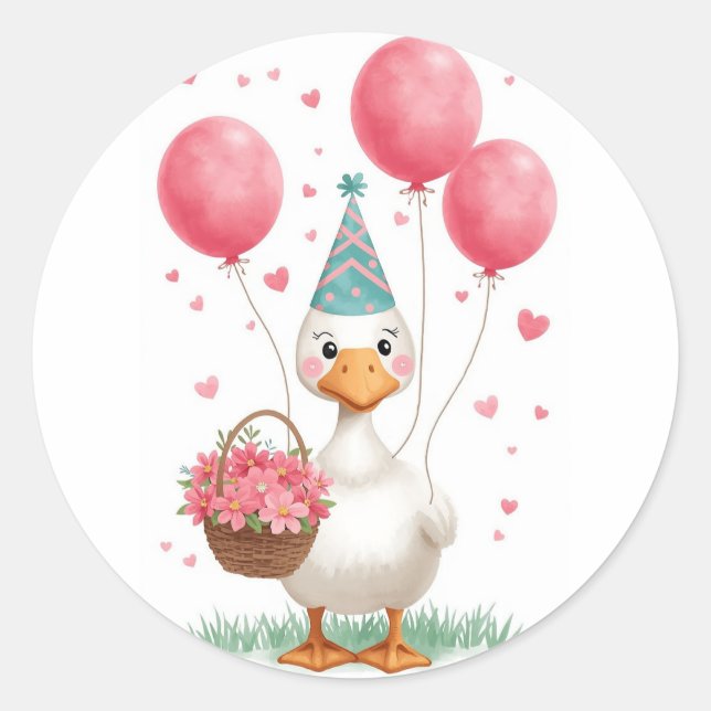 Pegatina redonda Silly Goose (Anverso)