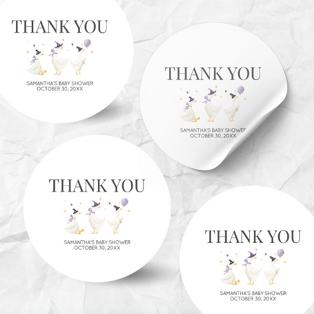 Pegatina Redonda Silly Goose Baby Shower (Halloween Little Silly Goose Baby Shower Sticker)
