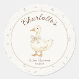 Pegatina Redonda Silly Goose Beige ducha bebé Gracias