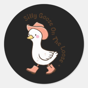 Pegatina Redonda Silly Goose En El Pervertido Y Gracioso Agricultor