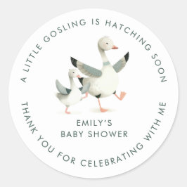 Pegatina Redonda Silly Goose Favor Thank You Baby Shower