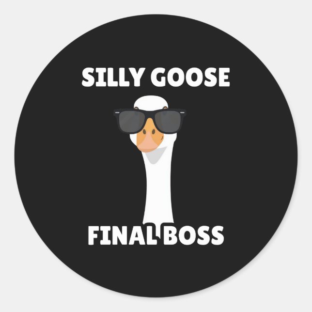 Pegatina Redonda Silly Goose Funny Black Sticker (Anverso)