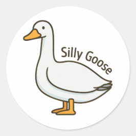 Pegatina Redonda Silly Goose Funny Cartoon Goose