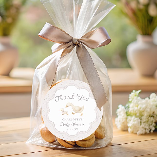 Pegatina Redonda Silly Goose Gender Neutral Baby Shower Thank You (Subido por el creador)