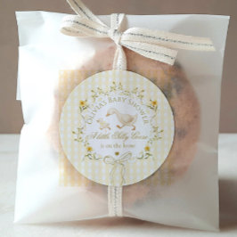 Pegatina Redonda Silly Goose Gender neutral Yellow Baby Shower