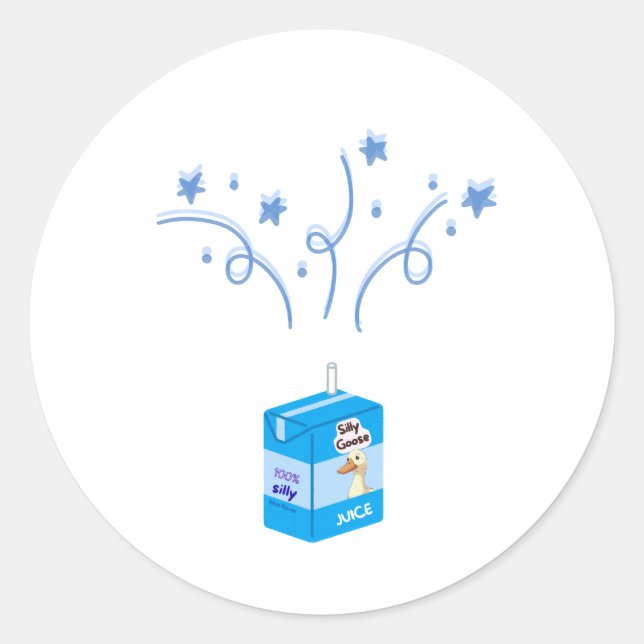 Pegatina Redonda Silly goose party blue (Anverso)