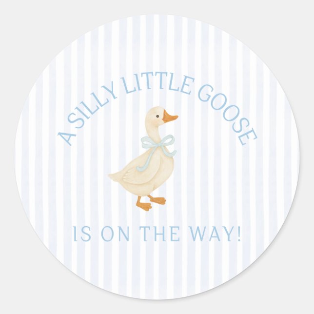 Pegatina Redonda Silly Little Goose Baby Shower  (Anverso)
