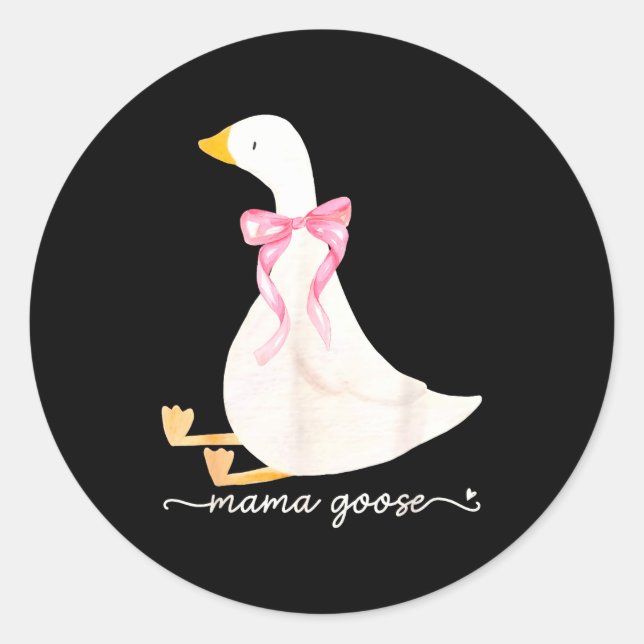 Pegatina Redonda Silly Mama Goose Daddy Goose Matching Goose Family (Anverso)