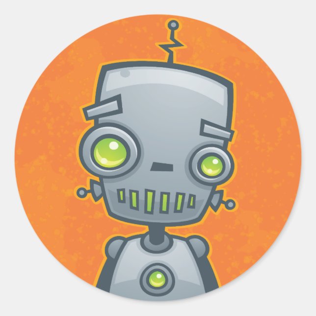 Pegatina Redonda Silly Robot (Anverso)