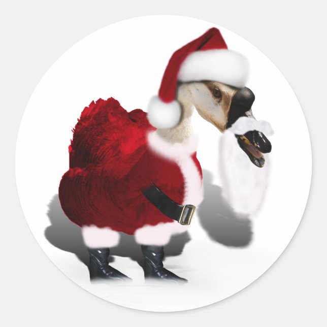 Pegatina Redonda Silly Santa Goose - A Web Footed Christmas (Anverso)