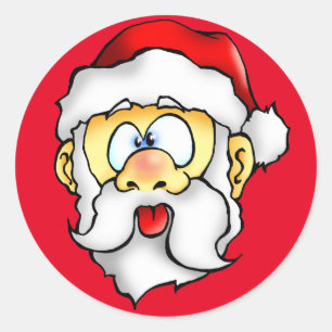 Pegatina Redonda Silly Santa tomando un Selfie