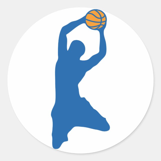Pegatina Redonda silueta de baloncesto (Anverso)