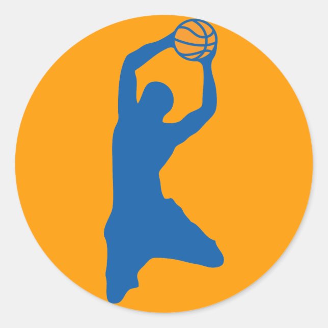 Pegatina Redonda silueta de baloncesto (Anverso)
