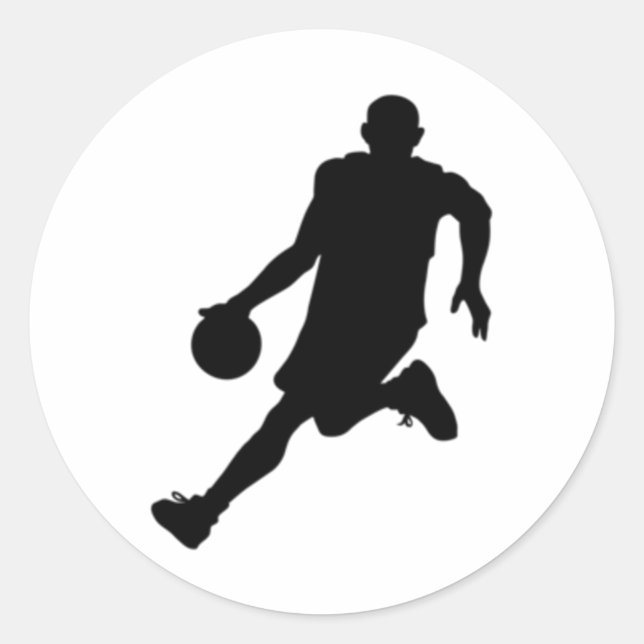 Pegatina Redonda Silueta de baloncesto (Anverso)