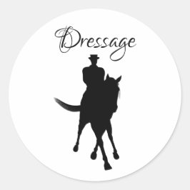Pegatina Redonda Silueta De Caballo Y Viajero Vestido