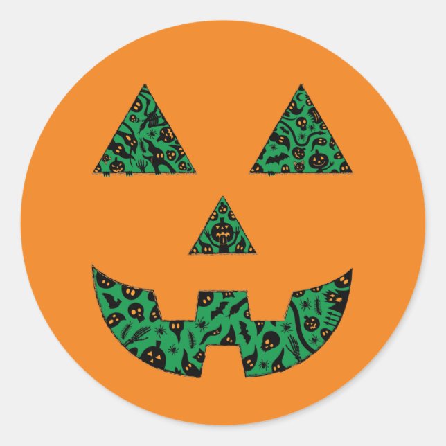 Pegatina Redonda Silueta de calabaza de fantasía (Anverso)