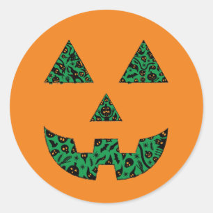 Pegatina Redonda Silueta de calabaza de fantasía