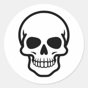 Pegatina Redonda Silueta de cráneos elegantes en monocromo