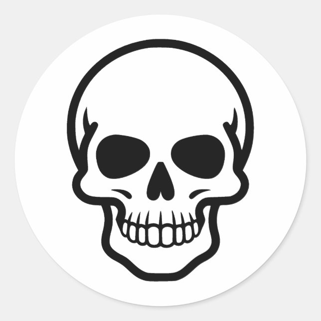 Pegatina Redonda Silueta de cráneos elegantes en monocromo (Anverso)