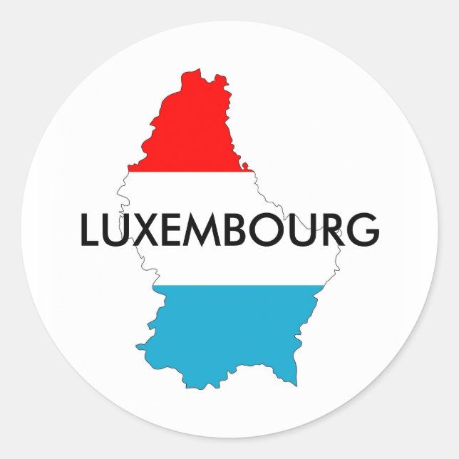Pegatina Redonda silueta de forma de mapa de bandera de luxemburgo (Anverso)