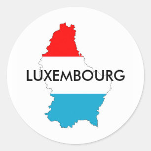 Pegatina Redonda silueta de forma de mapa de bandera de luxemburgo