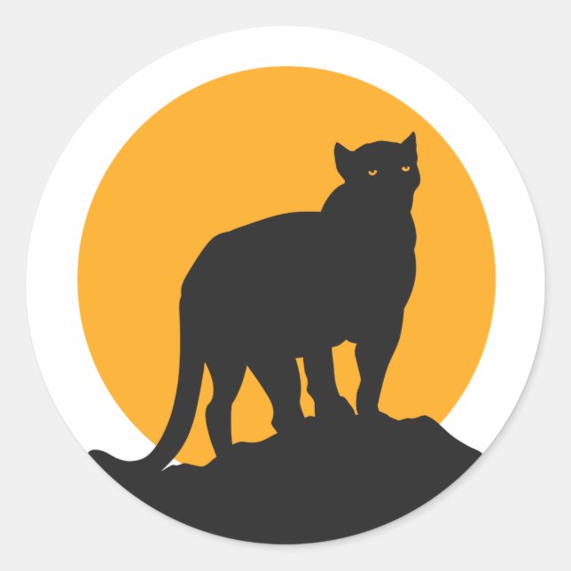 Pegatina Redonda Silueta de la puesta de sol del pantano negro (Anverso)