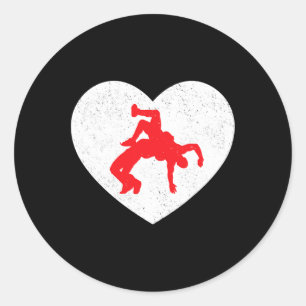 Pegatina Redonda Silueta de lucha libre Forma de corazón de San Val