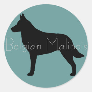 Pegatina Redonda Silueta de Malinois Belga