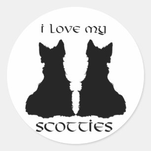 Pegatina Redonda Silueta de mis queridos Scotties