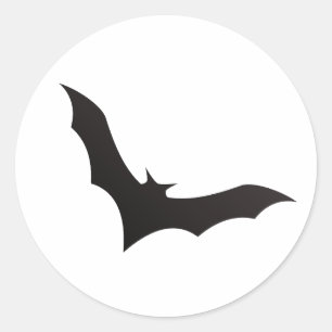 Pegatina Redonda Silueta de murciélago volador negro minimalista Ha