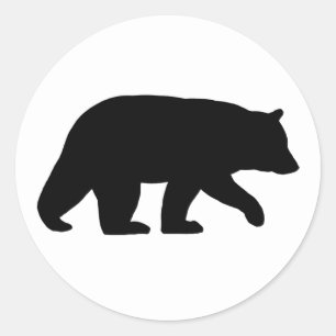 Pegatina Redonda Silueta de oso negro   Fauna silvestre