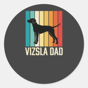 Pegatina Redonda Silueta de perro Retro Vizsla Papá