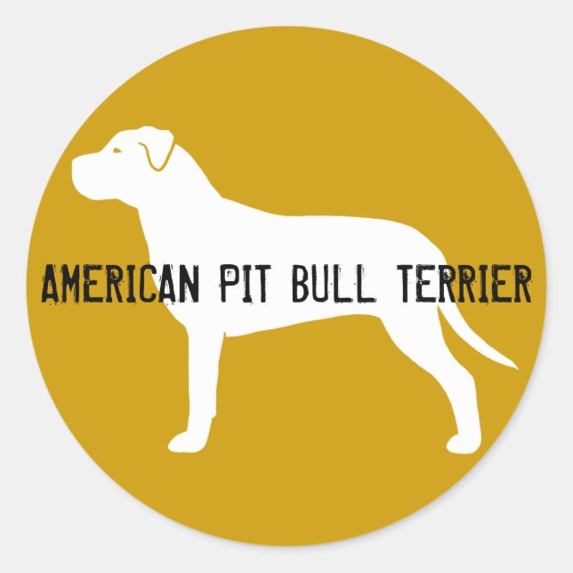 Pegatina Redonda Silueta de Pit Bull (Anverso)