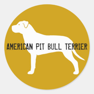 Pegatina Redonda Silueta de Pit Bull