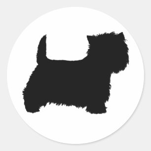 Pegatina Redonda Silueta de Terrier West Highland Blanco