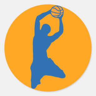 Pegatina Redonda silueta del baloncesto