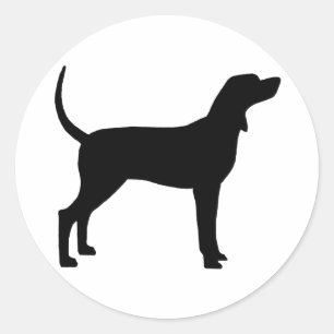 Pegatina Redonda Silueta del Coonhound (negro)