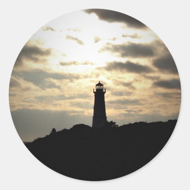 Pegatina Redonda Silueta del faro (Anverso)