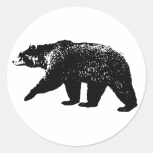 Pegatina Redonda Silueta del oso negro, gráfico de Digitaces