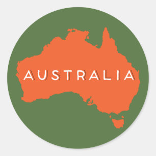 Pegatina Redonda Silueta del país de Australia