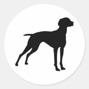 Pegatina Redonda Silueta del perro de Vizsla (negro)